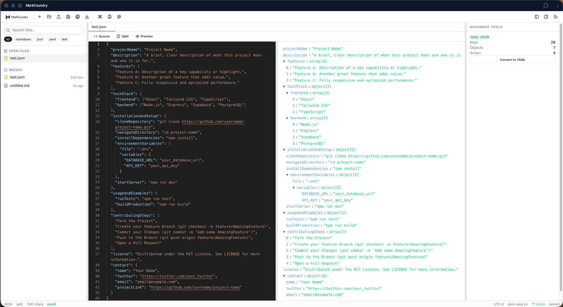 JSON editor